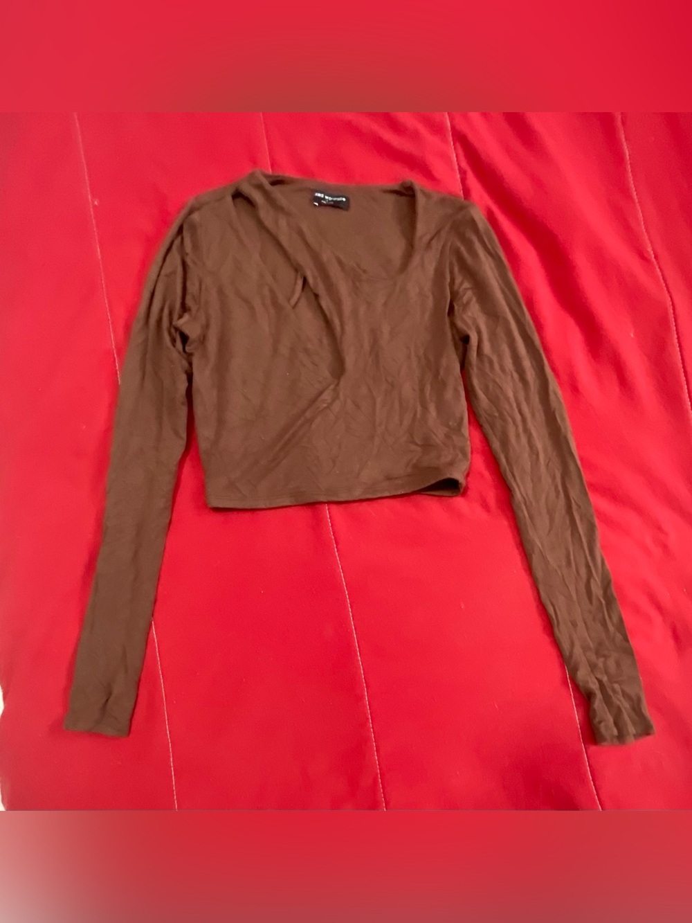 naked wardrobe Brown Long Sleeve Crop Top
